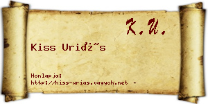 Kiss Uriás névjegykártya